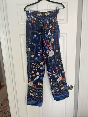 Siriporn Floral Print Pants in Navy, Blue, Green
